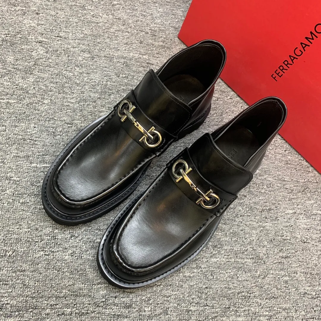 Men's shoes 💰960 🎁🎁🎁😈【Ferragamo】Men's high-top boots, the latest hot style, 1:1 original purchase quality, top quality, imported cowhide for the uppers, imported cowhide for the lining and feet, with original lightweight foam outsole, matching code 39-44, (38, 45 custom-made, non-refundable),